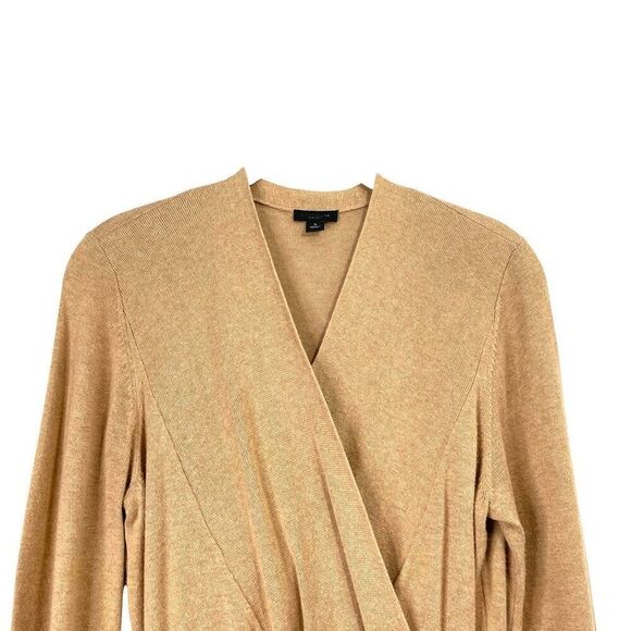 Ann Taylor knit cross v neck midi sweater dress Size M tan caramel neutral - Picture 3 of 8